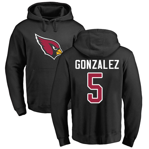 Arizona Cardinals Men Black Zane Gonzalez Name And Number Logo NFL Football 5 Pullover Hoodie Sweatshirts